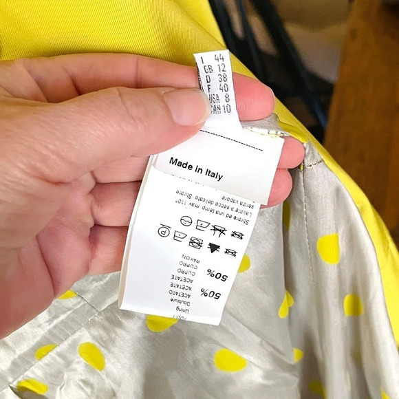 Pinko Italian Spring jacket 3/4 sleeve lime green/yellow SZ 8 - Picture 5 of 8